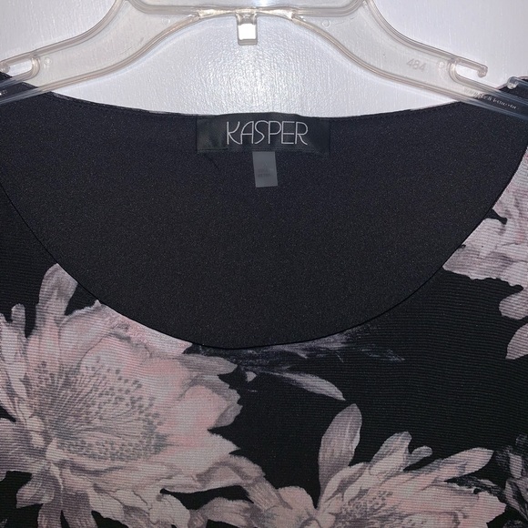 KASPER NWT 1Xlong sleeve tunic top blk&pink floral - Picture 4 of 7